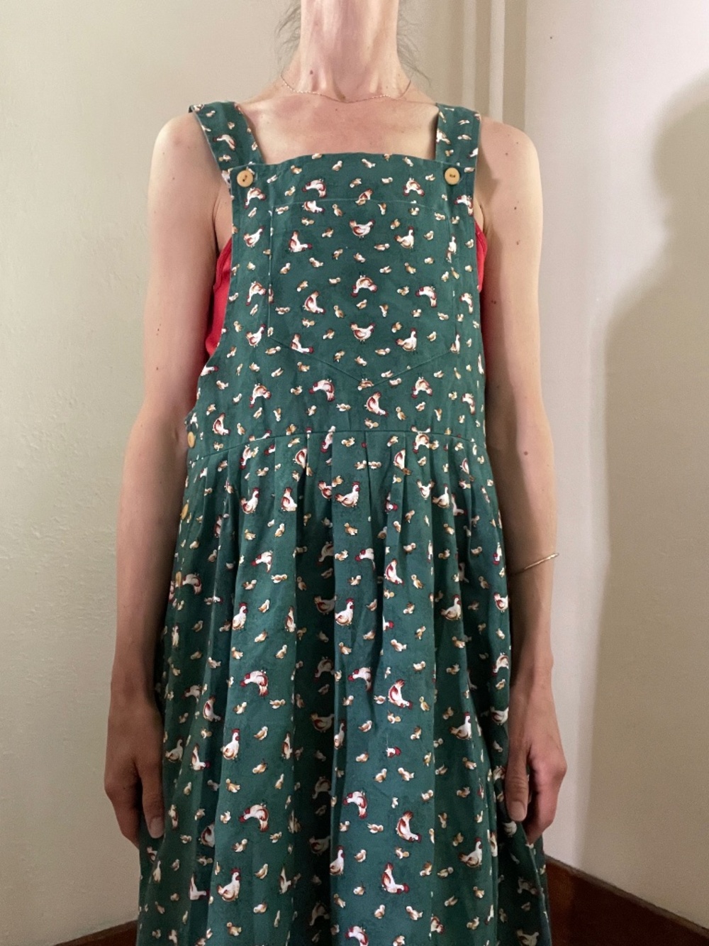 Vintage Chicken Print Pam’s Closet Pinafore Dress